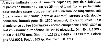Armoire forte ignifugée - Backacia